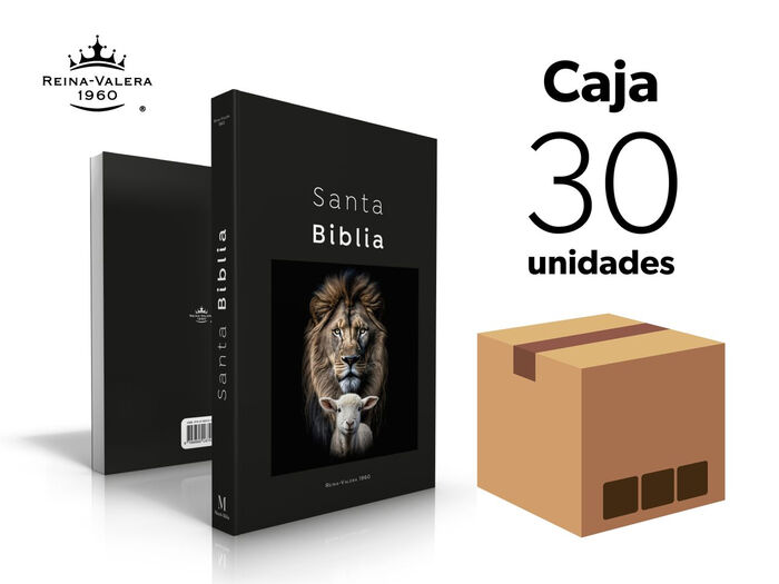 Caja de 30 Biblias misioneras RVR60 - Diseño León y cordero