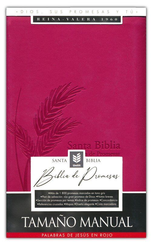 Biblia de Promesas RVR60 tamaño manual letra grande i/piel Fucsia