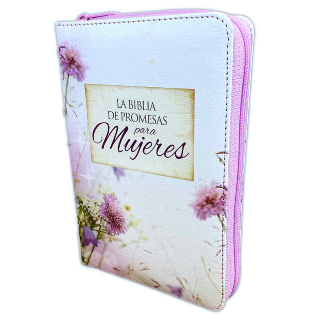 Biblia Compacta de Promesas para Mujeres con Cierre RV1960: imit. piel blanco floral con índice y cierre