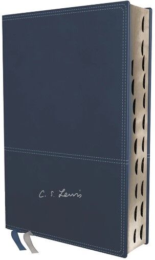 Biblia RVR con reflexiones de C.S. Lewis i/piel azul marino con índice
