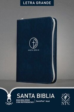 Biblia NTV, Edición zíper con referencias, letra grande imitación piel Azul con índice