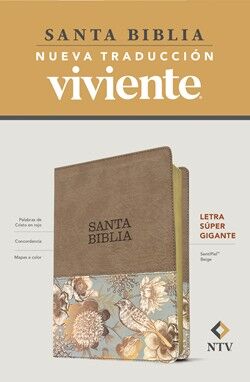 Santa Biblia NTV, letra súper gigante, i/piel beige vintage