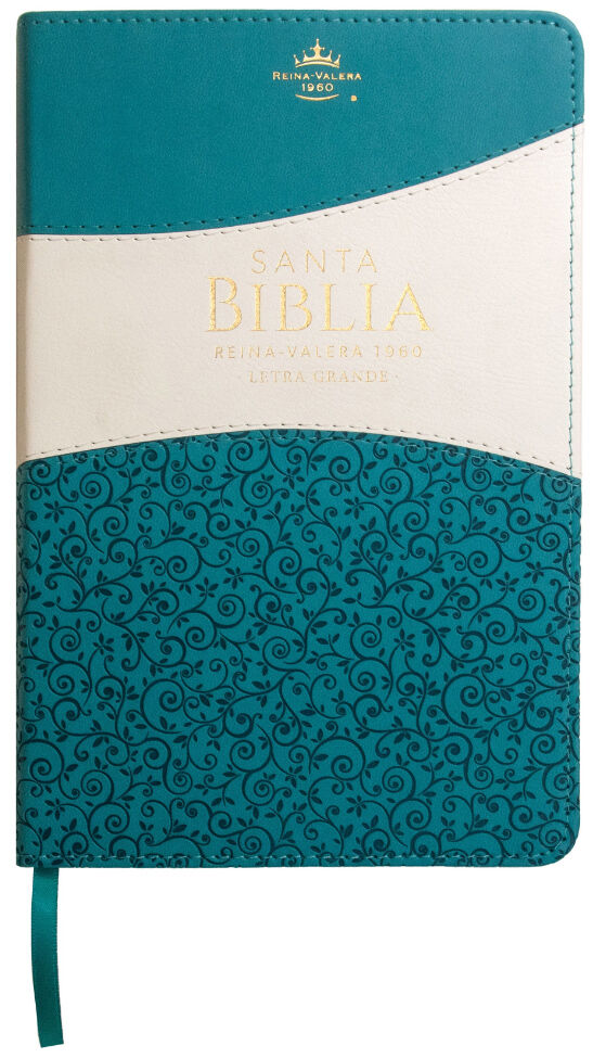 Biblia RVR60 Tamaño Manual Letra Grande i/piel TURQUESA/BLANCO con índice (Colección Banda)
