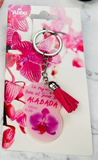 La mujer que teme al Señor - llavero acrílico con pon pon decorativo