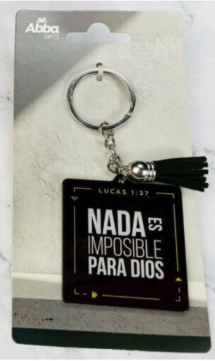 Nada es imposible para Dios - Llavero acrílico con pon pon decorativo