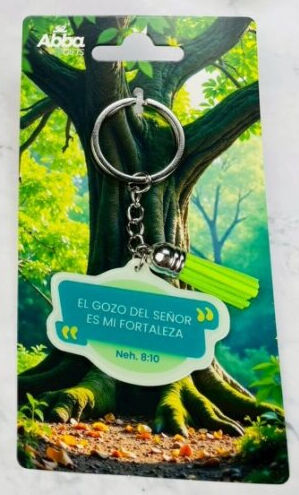 El gozo del Señor - Llavero acrílico con pon pon decorativo