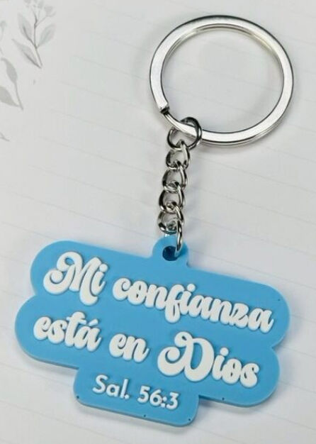 Mi confianza está en Dios - Llavero caucho azul