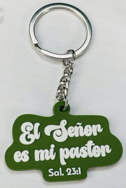 El Señor es mi pastor - Llavero de caucho verde