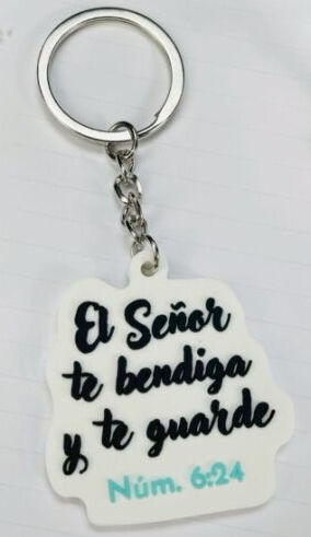 El Señor te bendiga - Llavero de caucho blanco