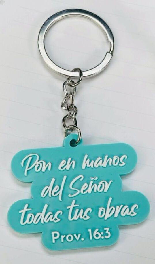 Pon en manos del Señor - Llavero caucho turquesa