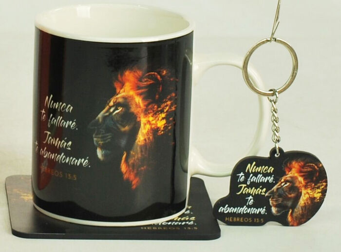 Pack Taza + llavero + Posavasos. Nunca te fallaré