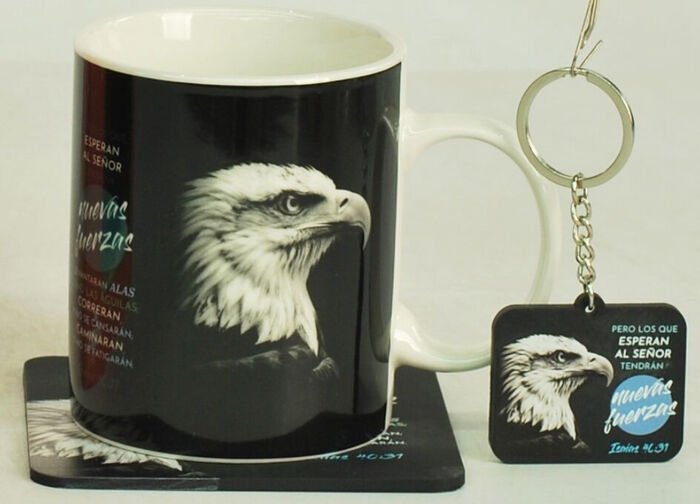 Pack Taza + llavero + Posavasos. Nuevas fuerzas