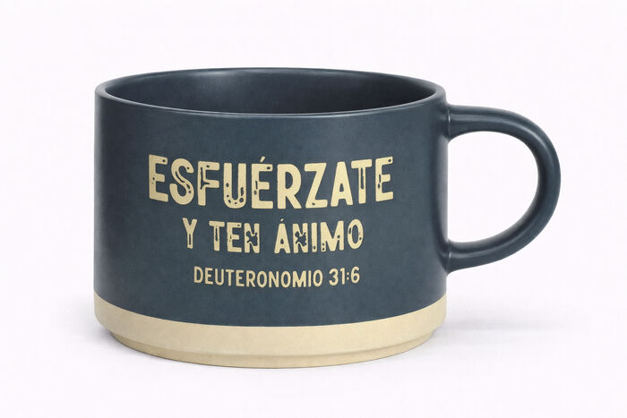 Taza 14 OZ Roca Firme. Esfuérzate y ten ánimo