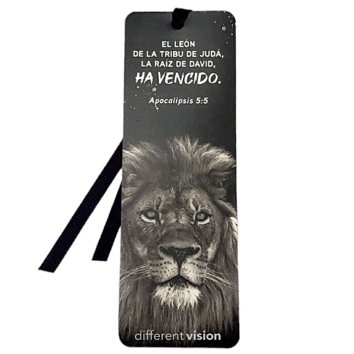 El león de la tribu de Judá. Punto de libro con cinta