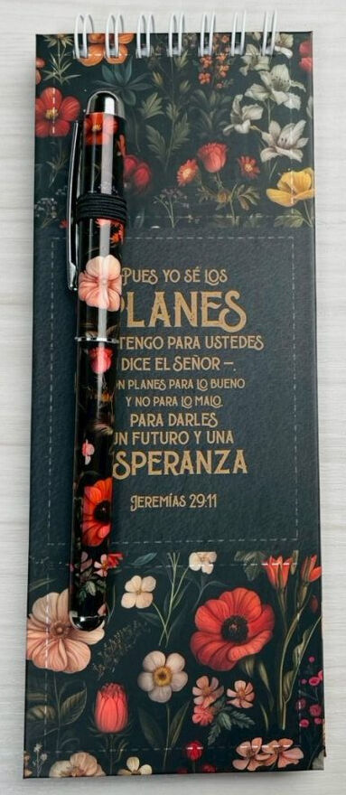 Block de notas ALARGADO con anillas y bolígrafo. Pues yo sé los planes