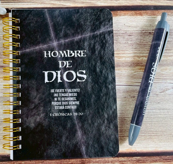 Pack libreta anillas con bolígrafo. Hombre de Dios