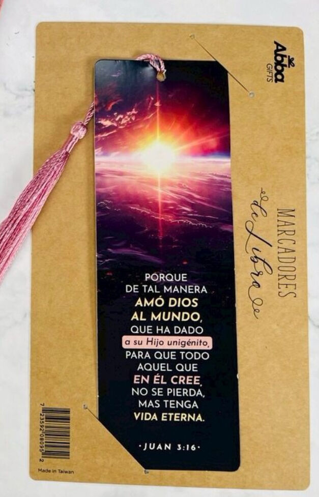 Marcador de libro con Tassel. Juan 3:16
