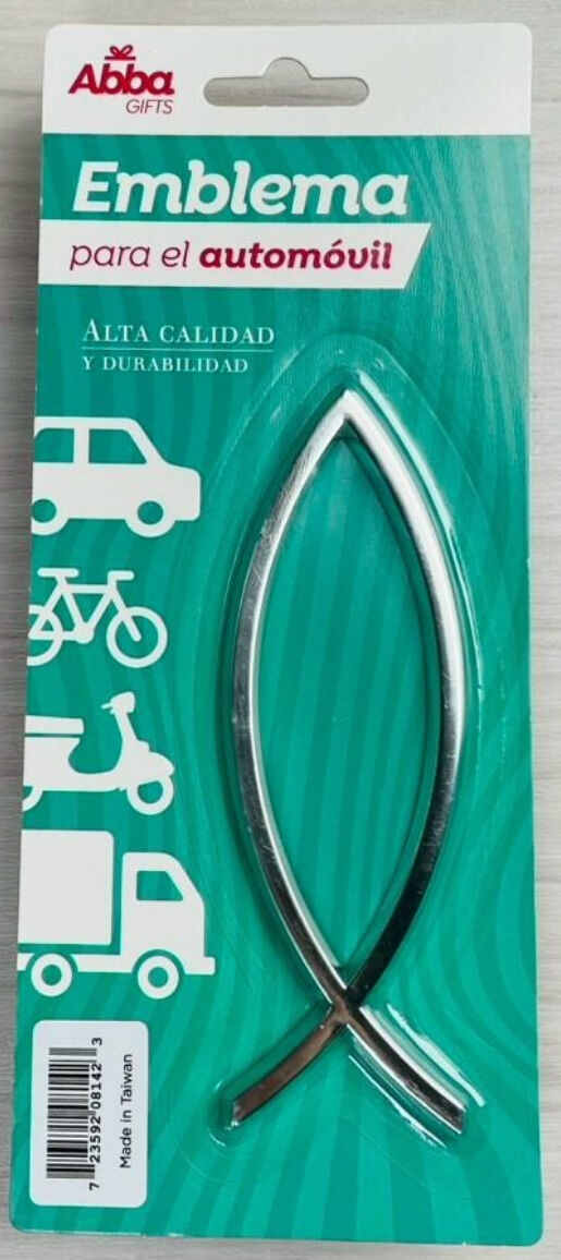 EMBLEMA ICHTUS PLATEADO. 13 CM.