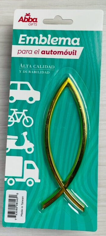 EMBLEMA ICHTUS DORADO. 13 cm