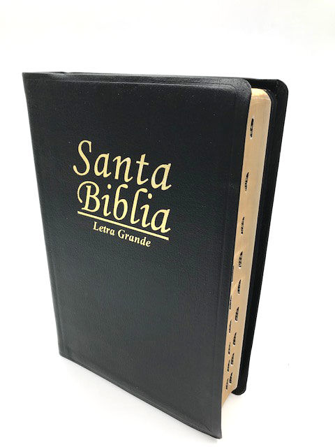 Biblia RVR60 Tamaño Manual Letra Grande Piel Fabricada Negro con índice