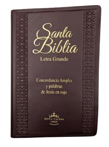 Biblia RVR60 Tamaño manual Letra Grande vinilo rojizo con índice