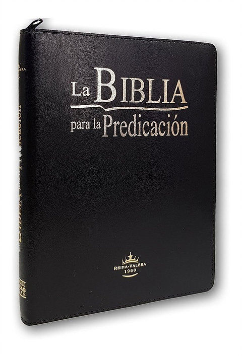 Biblia para la predicación RVR60 i/piel negro con cierre e índice124935B