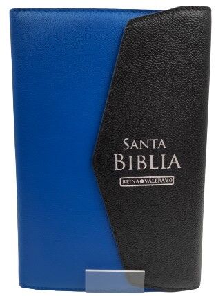 Biblia RVR60 Piel Genuina azul con broche magnético
