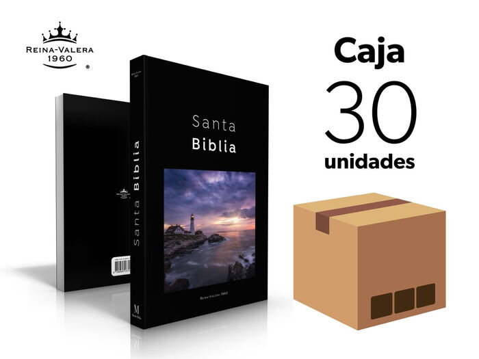 Caja de 30 Biblias misioneras RVR60 - Diseño negro faro