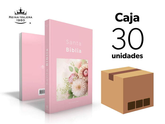 Caja de 30 Biblias misioneras RVR60 - Diseño rosa flor