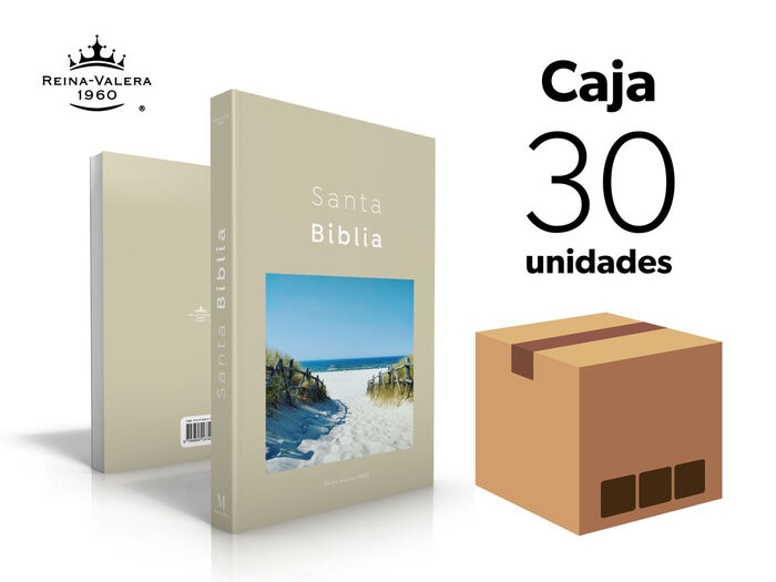Caja 30 Biblias misioneras RVR60 - Diseño Beige playa