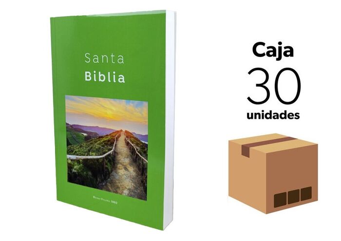 Caja 30 Biblias misioneras RVR60 - Diseño Verde Camino