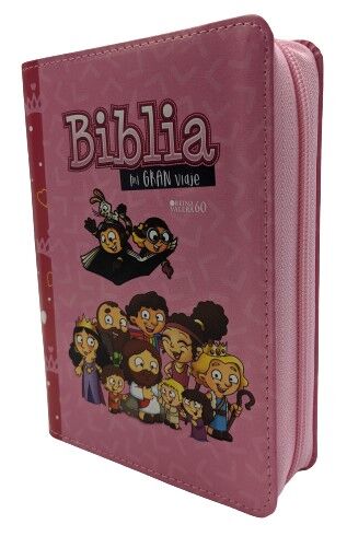 Biblia Mi gran viaje rosa i/piel RVR60 con cierre letra grande