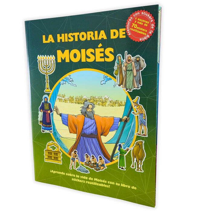 La Historia de Moisés: Avida de prende sobre la Moisés con tu libro de stickers reutilizables