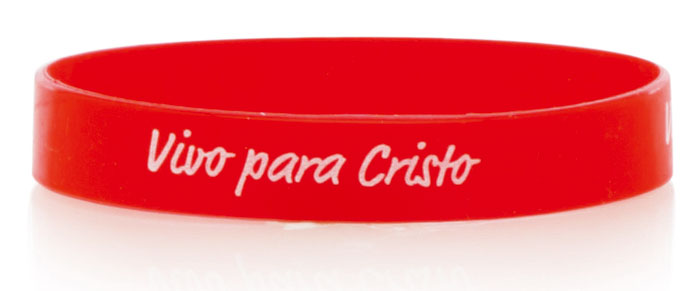 Pulsera silicona Vivo Para Cristo Roja Ancha