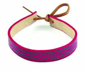 Pulsera piel rosa KCK con icthus inscritos (Nueva colección Luce y Comparte)