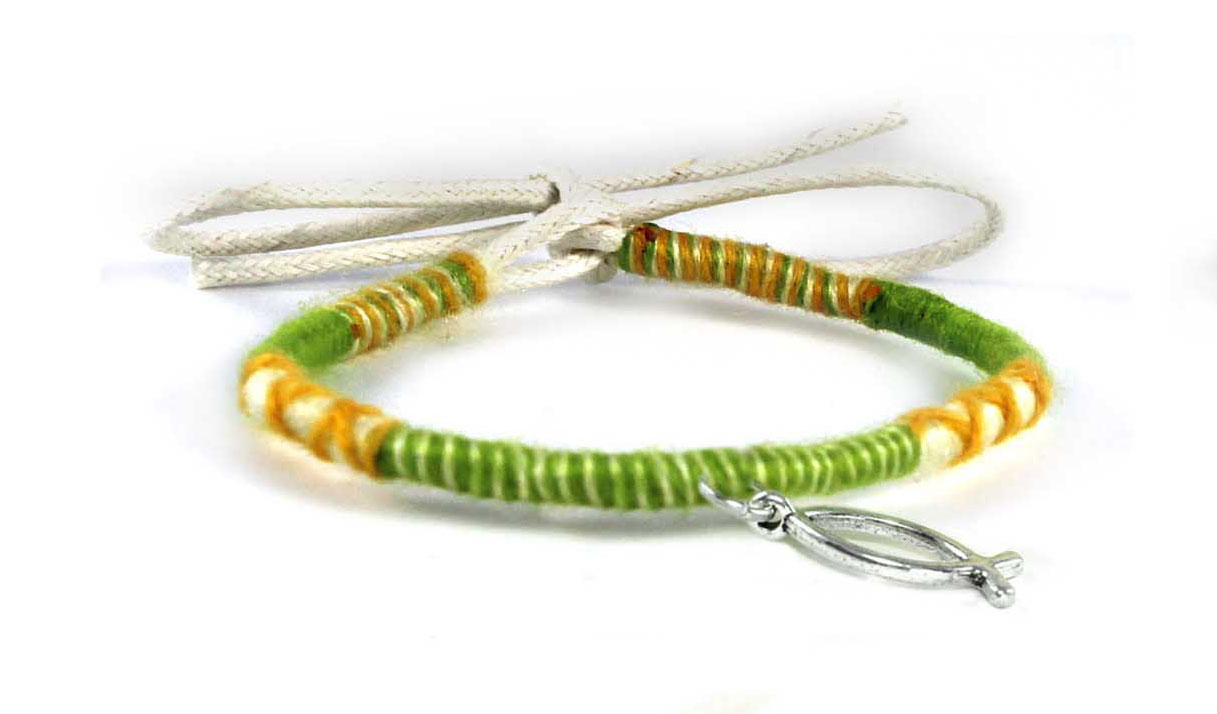 Pulsera GLS tela blanco/verde/naranja (Nueva colección Luce y Comparte)