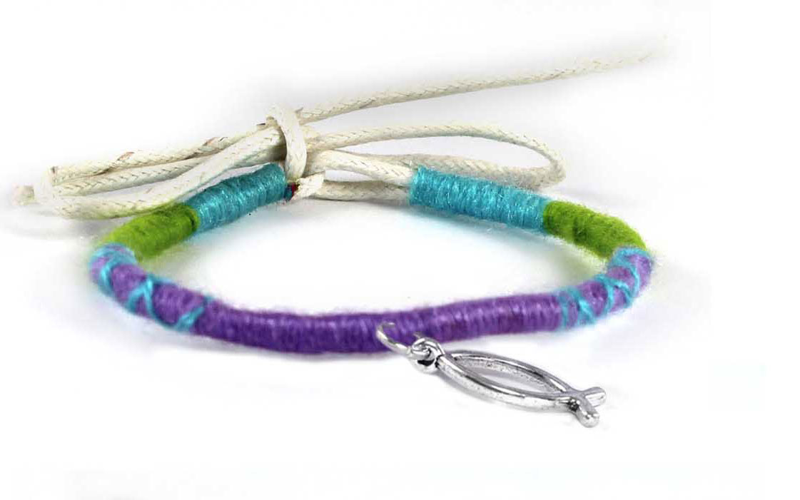 Pulsera GLS tela lila/verde/azul (Nueva colección Luce y Comparte)