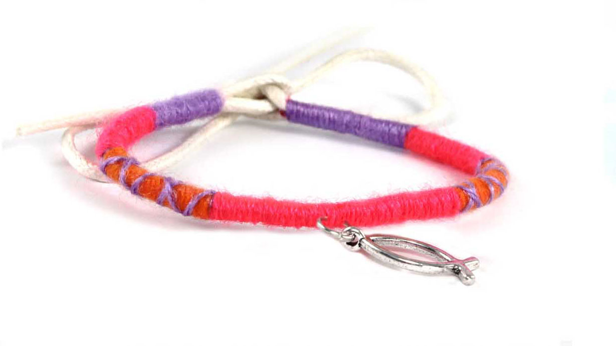 Pulsera GLS tela rosa/naranja/lila (Nueva colección Luce y Comparte)