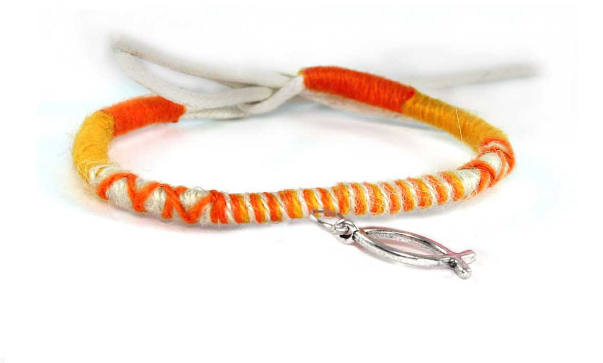Pulsera GLS tela naranja claro/naranja oscuro/blanco (Nueva colección Luce y Comparte)