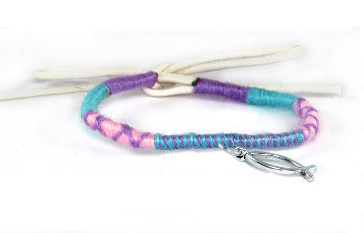 Pulsera GLS tela rosa/lila/azul (Nueva colección Luce y Comparte)