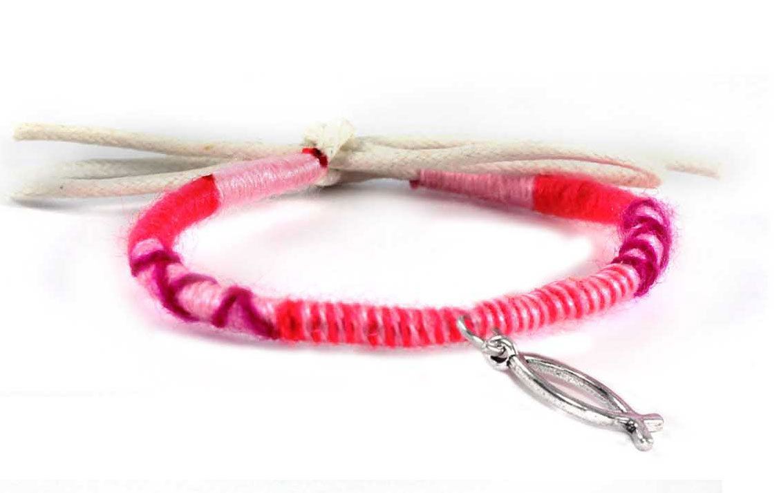 Pulsera GLS tela rosa/rojo/lila (Nueva colección Luce y Comparte)