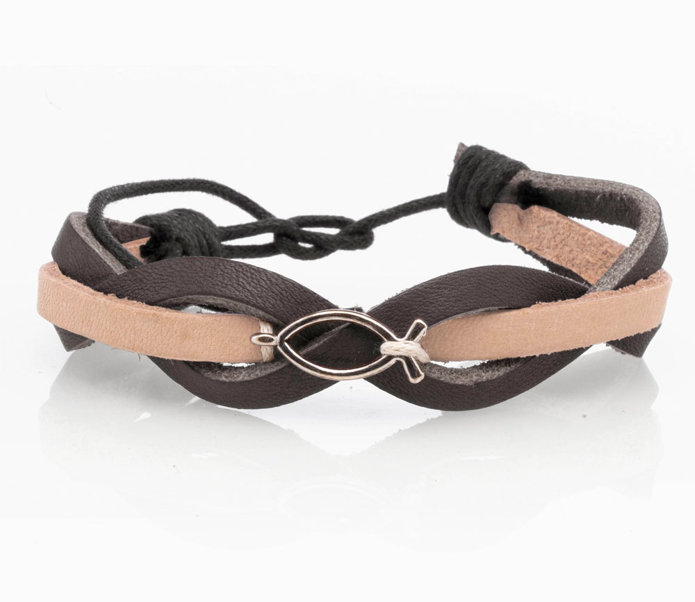 Pulsera GIK Piel negro-beige-negro (Nueva colección Luce y Comparte)