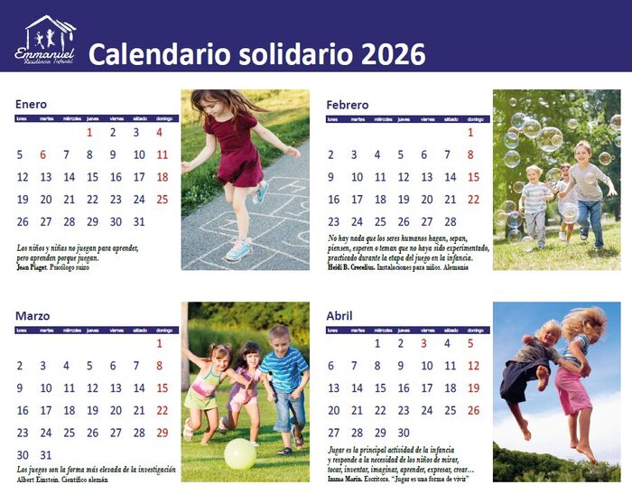 Calendario Solidario de sobremesa 2026