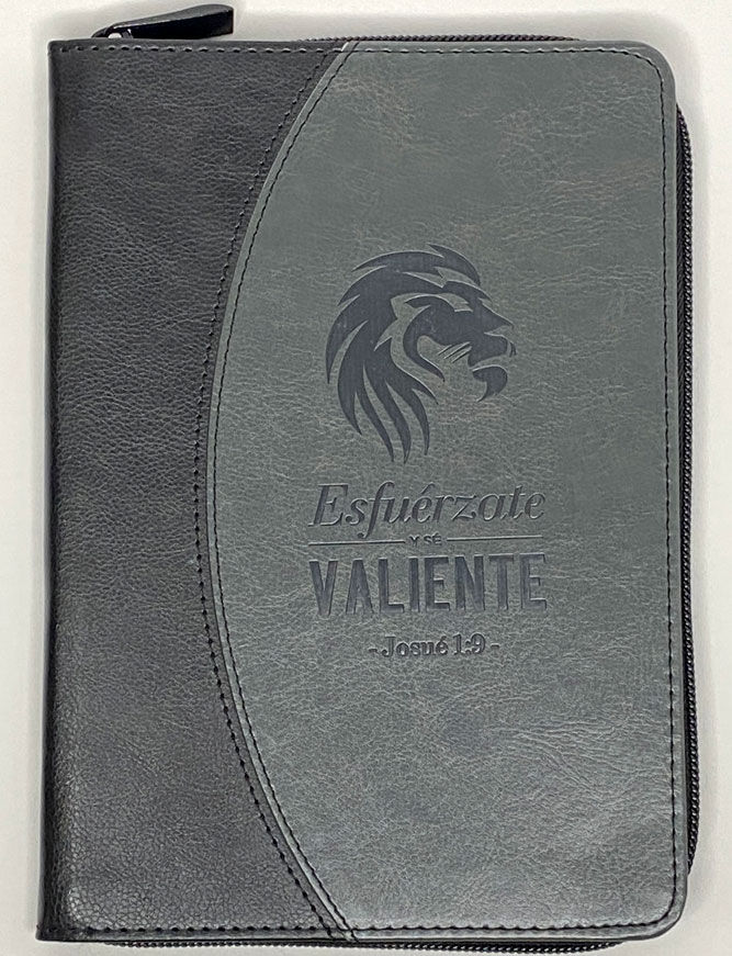 Libreta de lujo. Esfuérzate y sé valiente. i/piel con cierre negro
