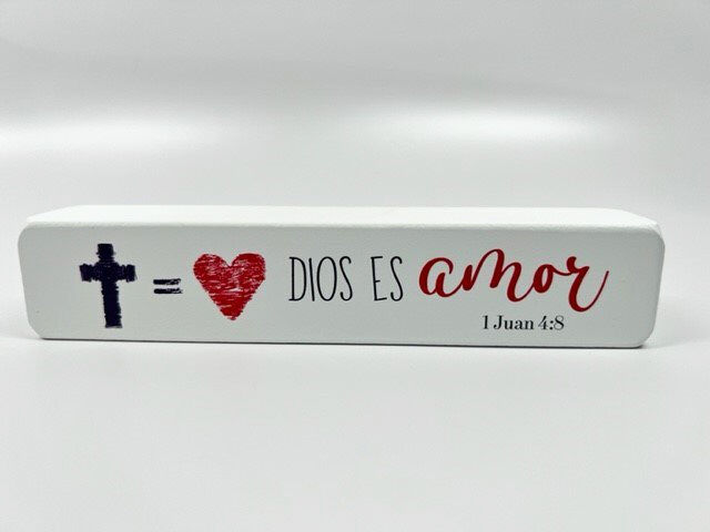 Dios es amor - Bloque decorativo de madera