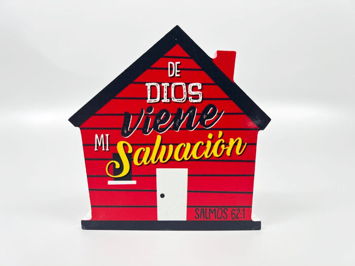 De Dios viene mi salvación - Plaque casa de madera