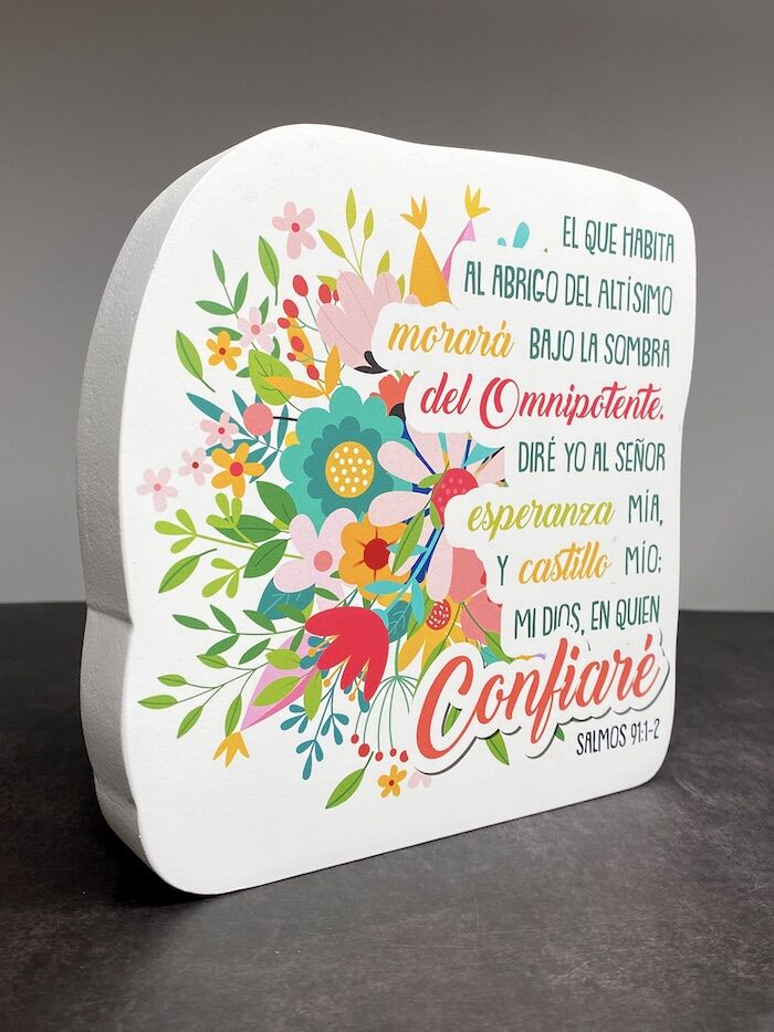El que habita - Plaque floral de madera