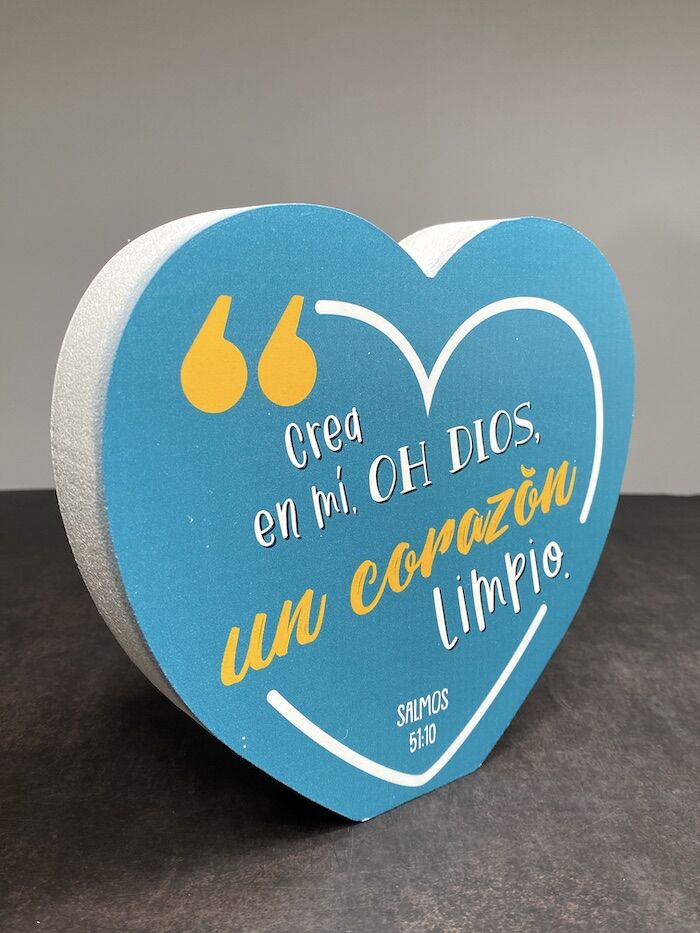 Crea en mí - Plaqué corazón de madera