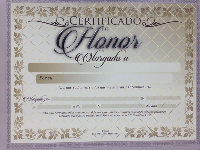 Certificado De Honor Paquete 20 Unidades Gifts Light