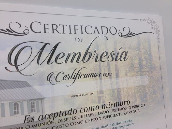 Certificados de membresía. Paquete de 20 unidades.